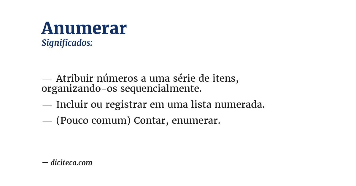 Significado de anumerar