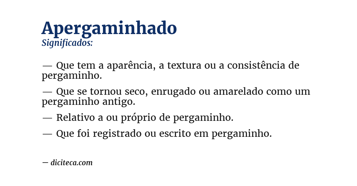 Significado de apergaminhado