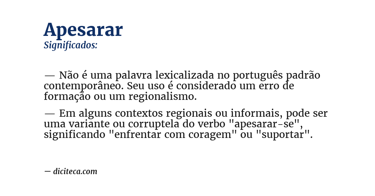 Significado de apesarar