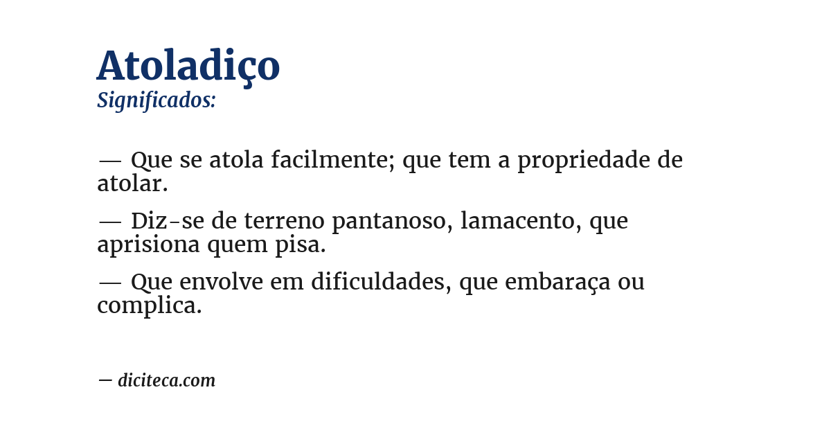 Significado de atoladiço