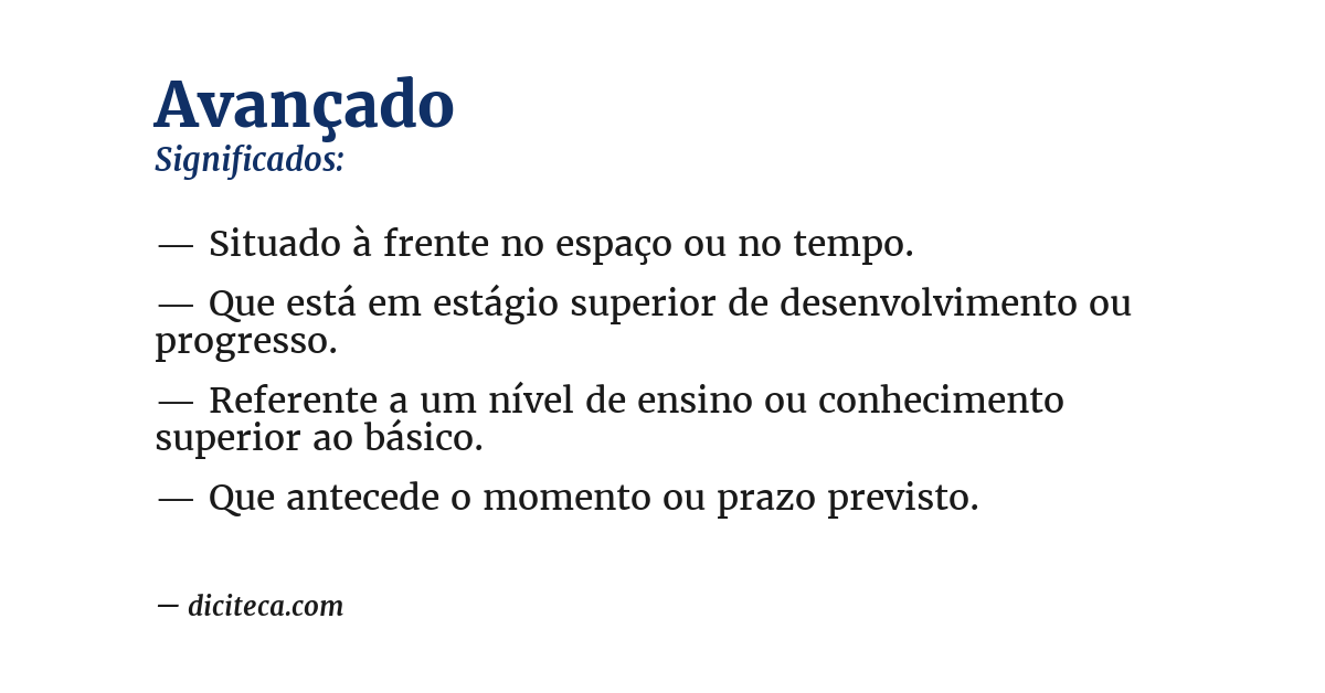 Significado de avançado