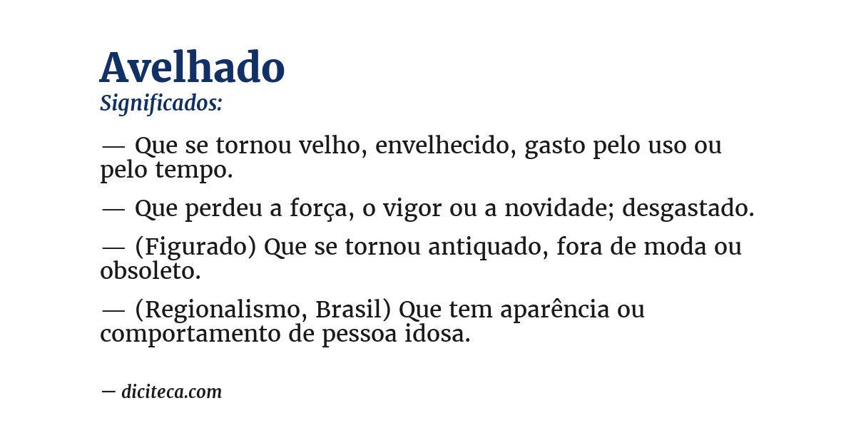 Significado de avelhado