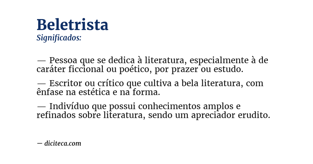 Significado de beletrista