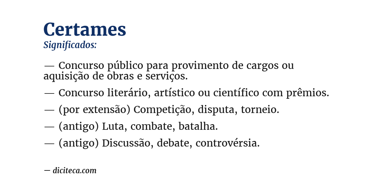 Significado de certames