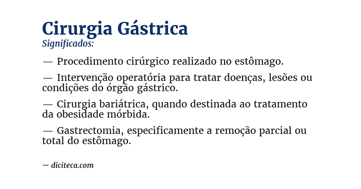 Significado de cirurgia gástrica