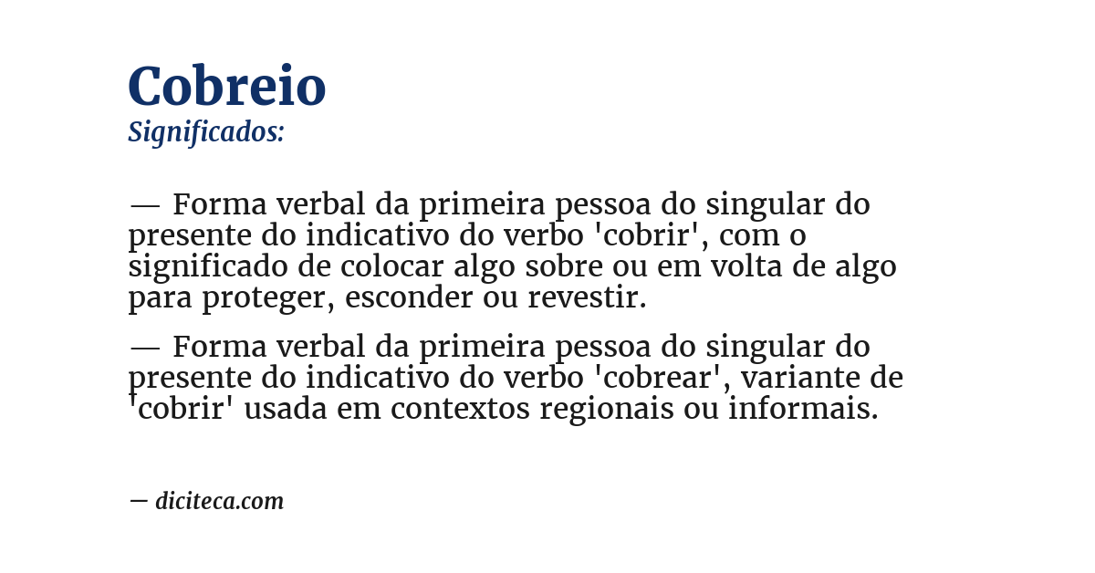 Significado de cobreio