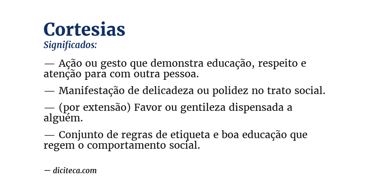 Significado de cortesias