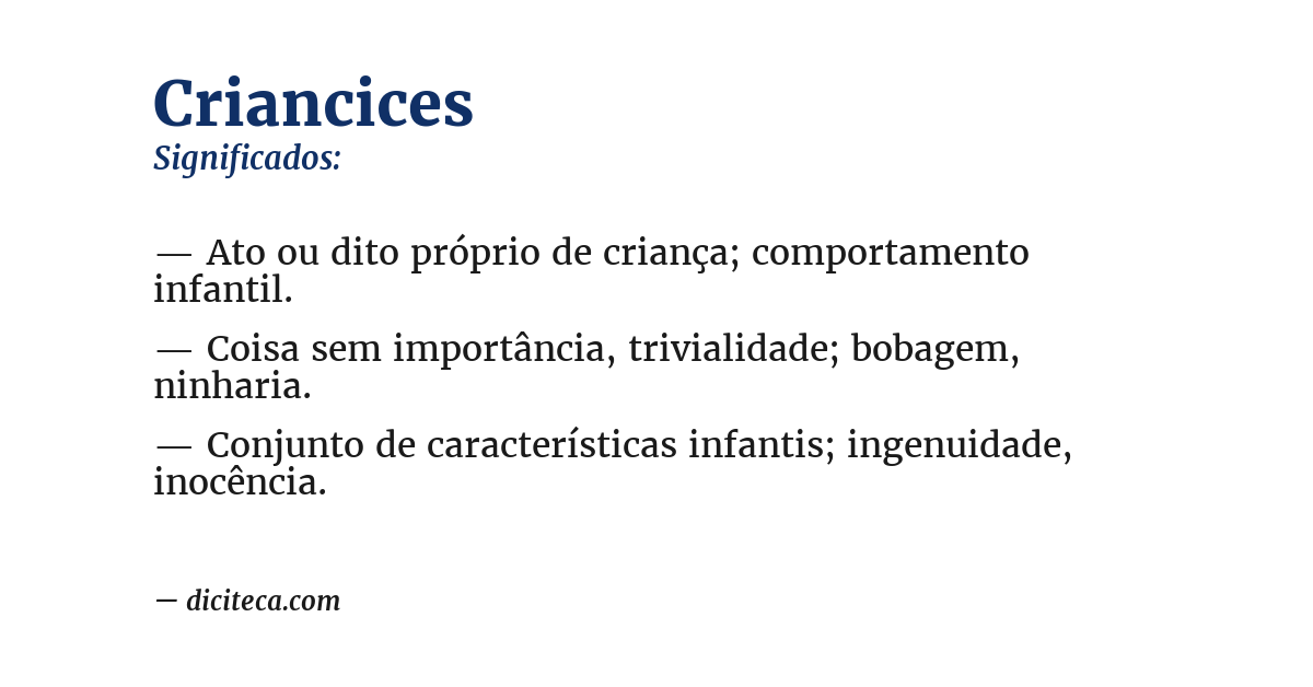 Significado de criancices