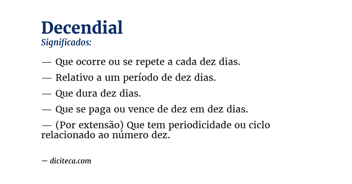 Significado de decendial