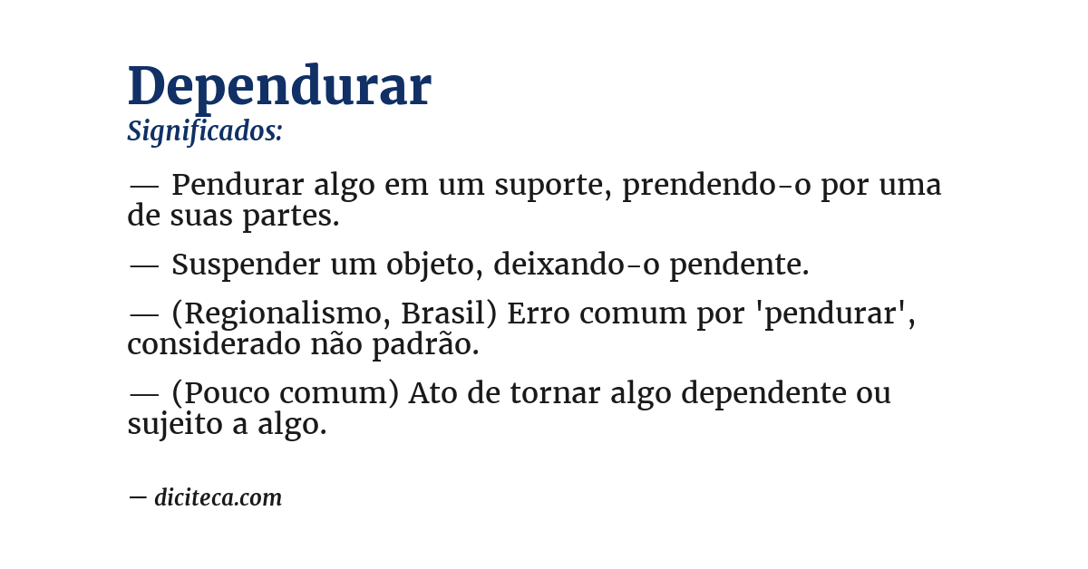 Significado de dependurar