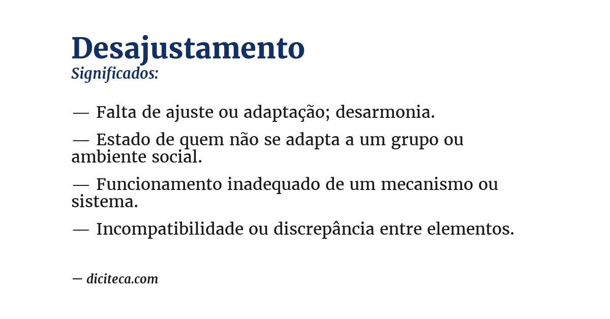 Significado de desajustamento