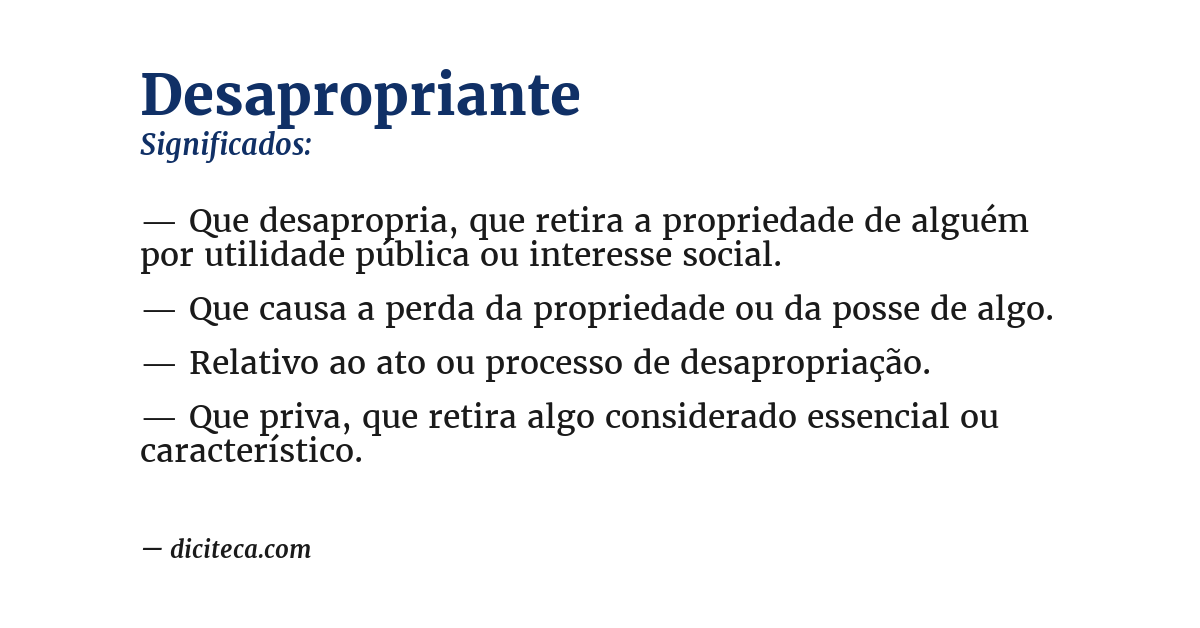 Significado de desapropriante