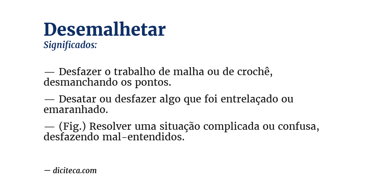 Significado de desemalhetar