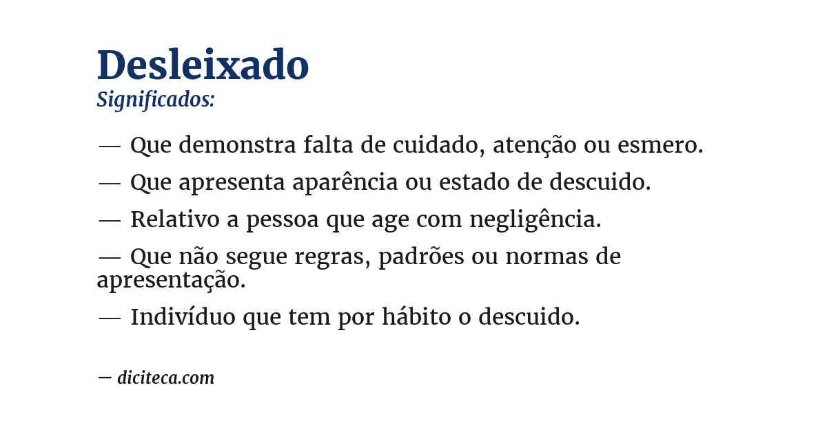 Significado de desleixado