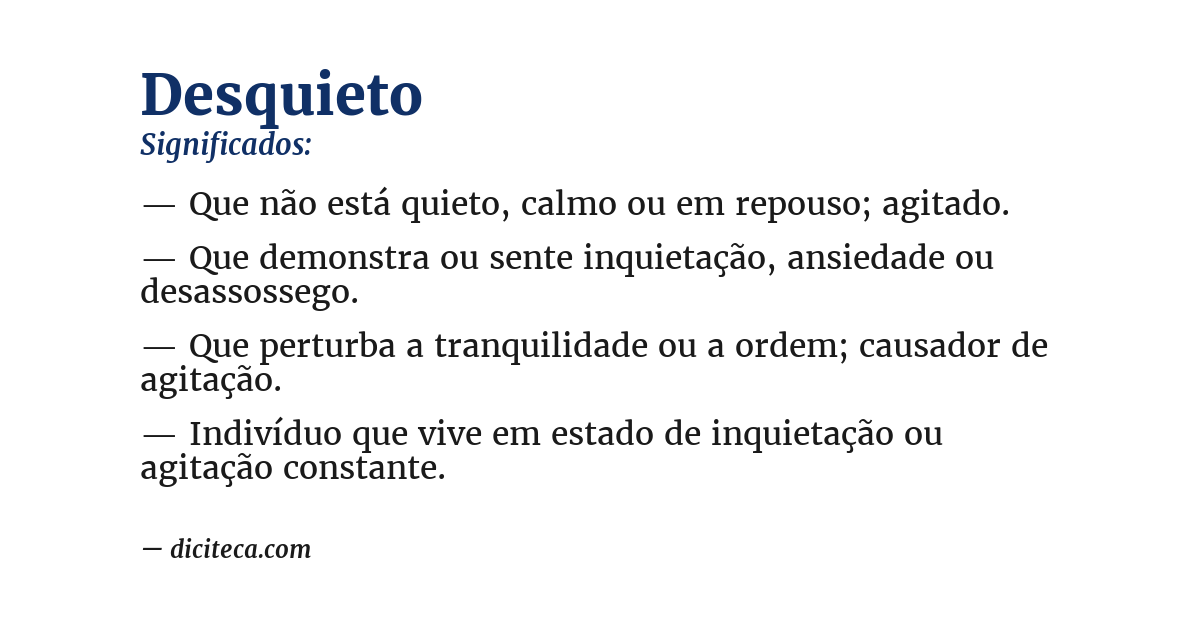 Significado de desquieto