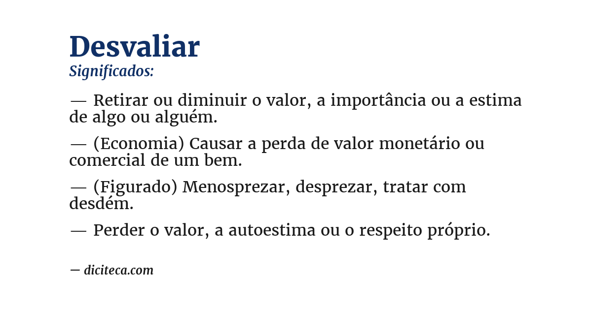 Significado de desvaliar
