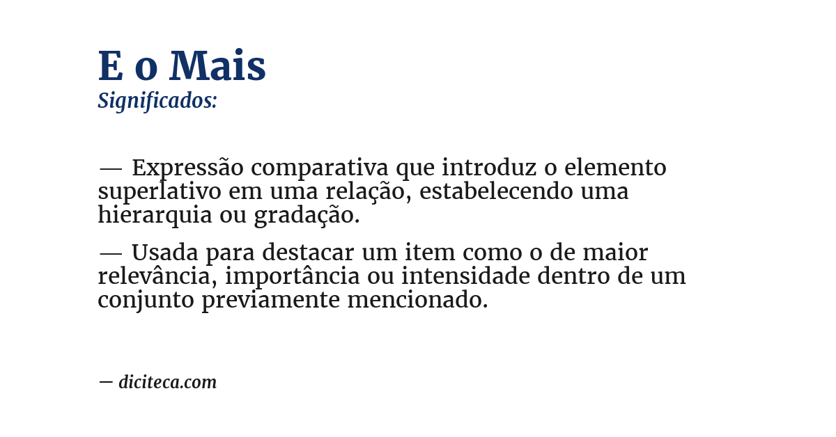 Significado de e o mais