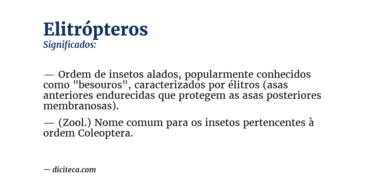 Significado de elitrópteros