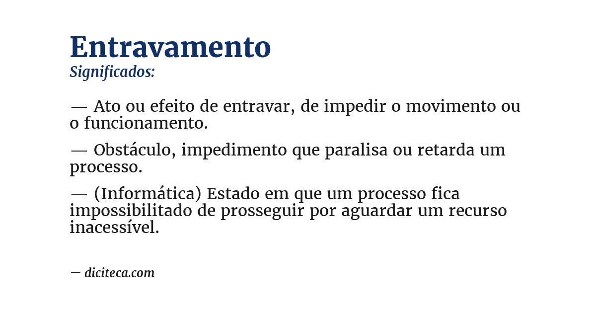 Significado de entravamento