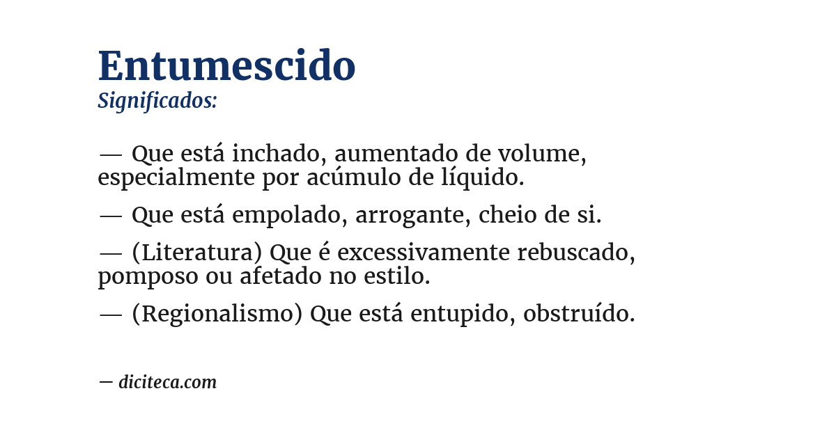 Significado de entumescido