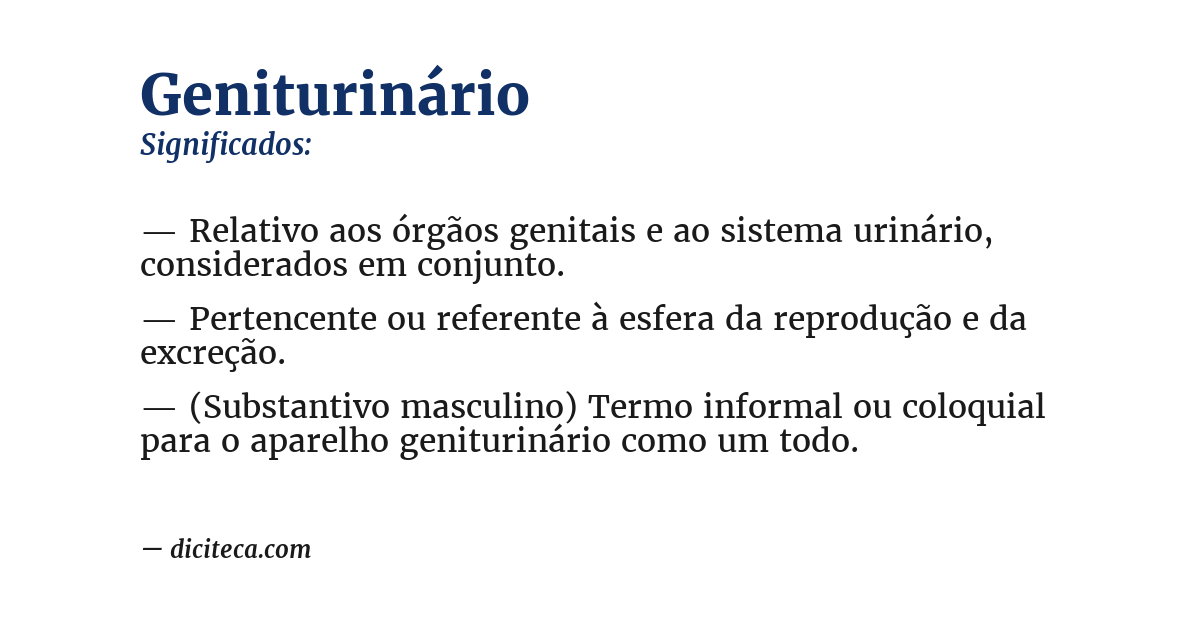 Significado de geniturinário