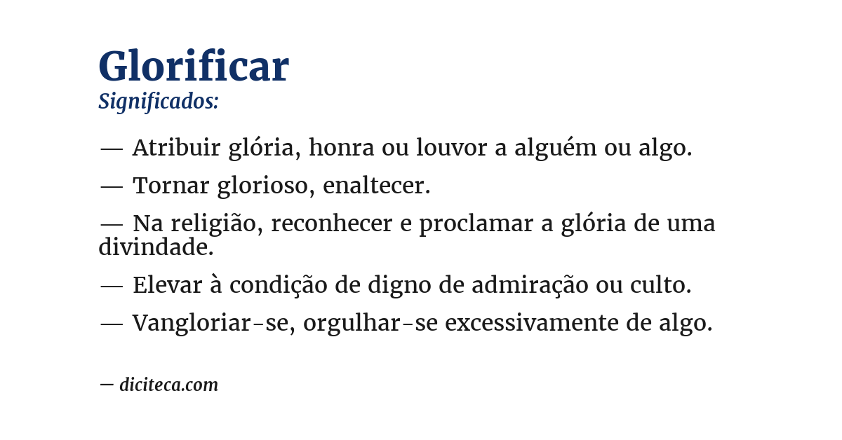 Significado de glorificar
