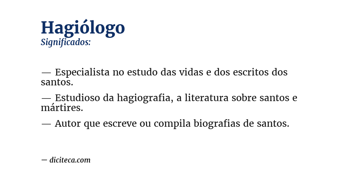 Significado de hagiólogo