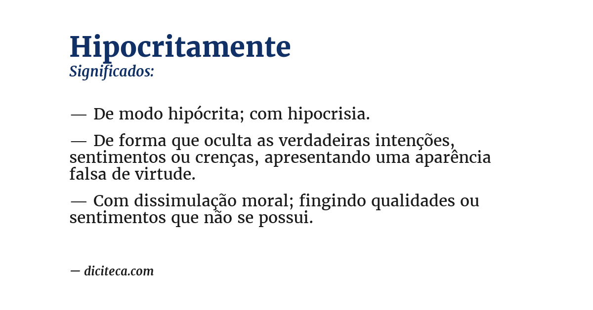 Significado de hipocritamente