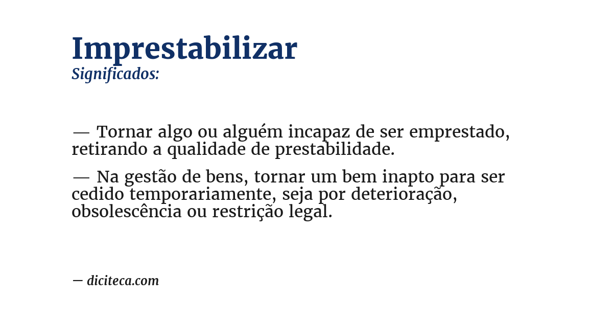 Significado de imprestabilizar