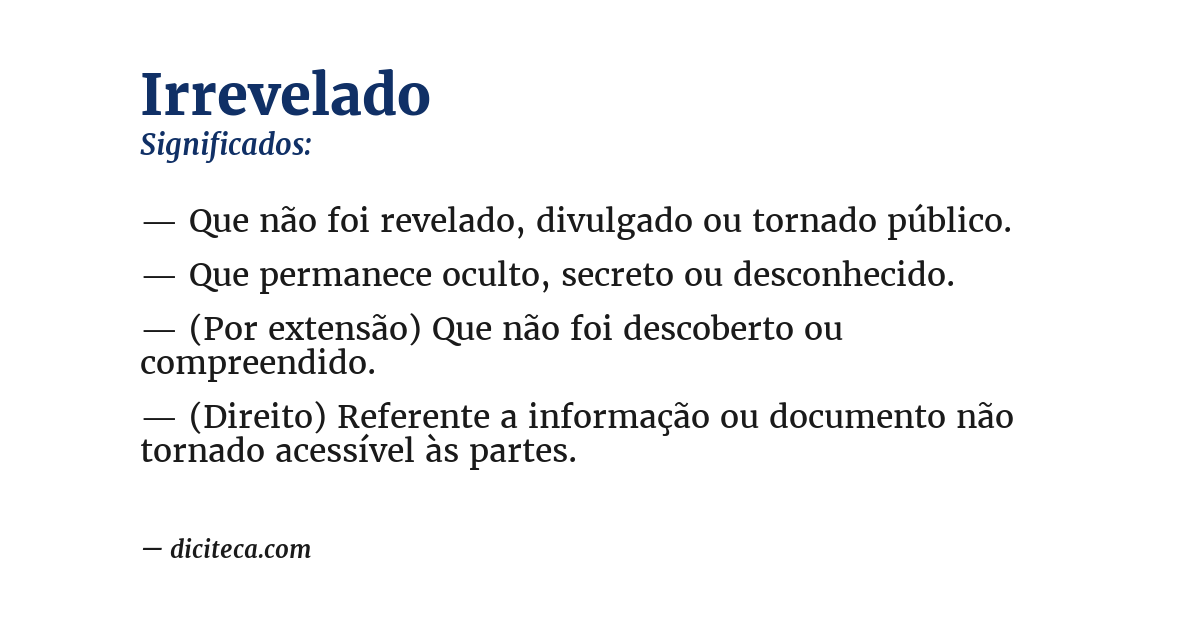 Significado de irrevelado