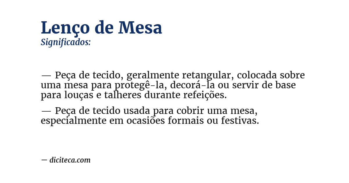 Significado de lenço de mesa