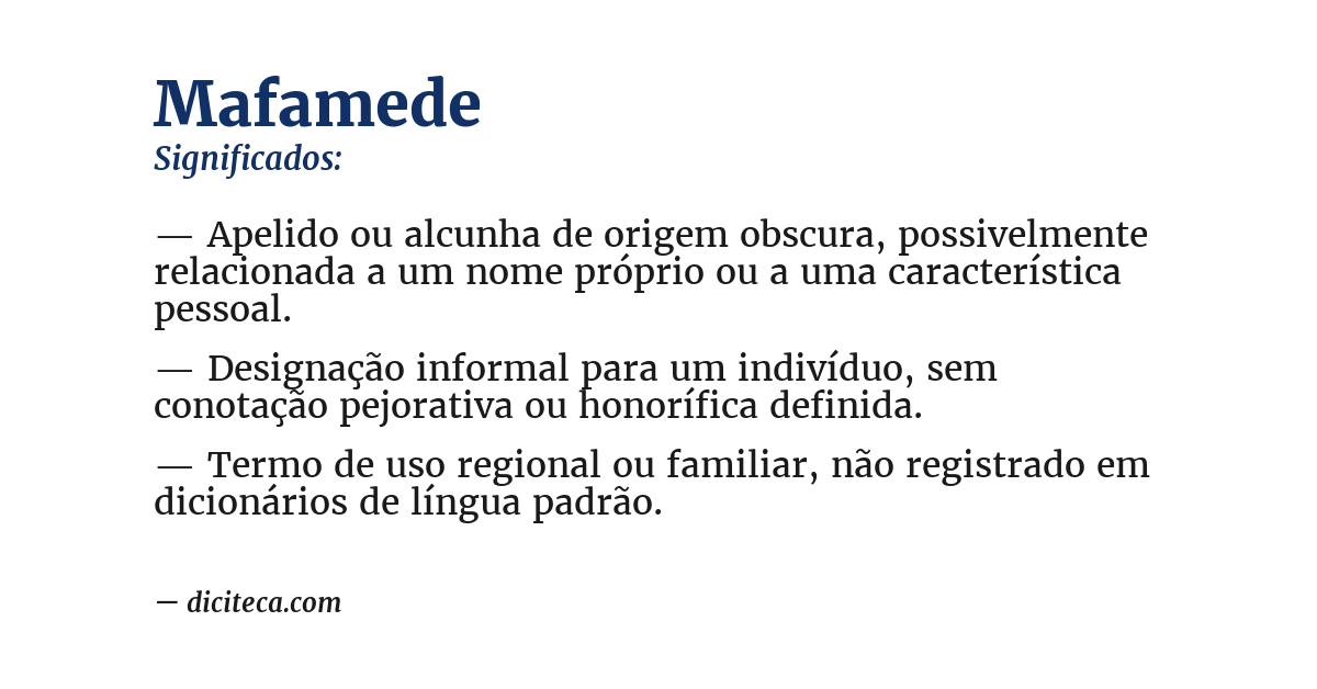 Significado de mafamede