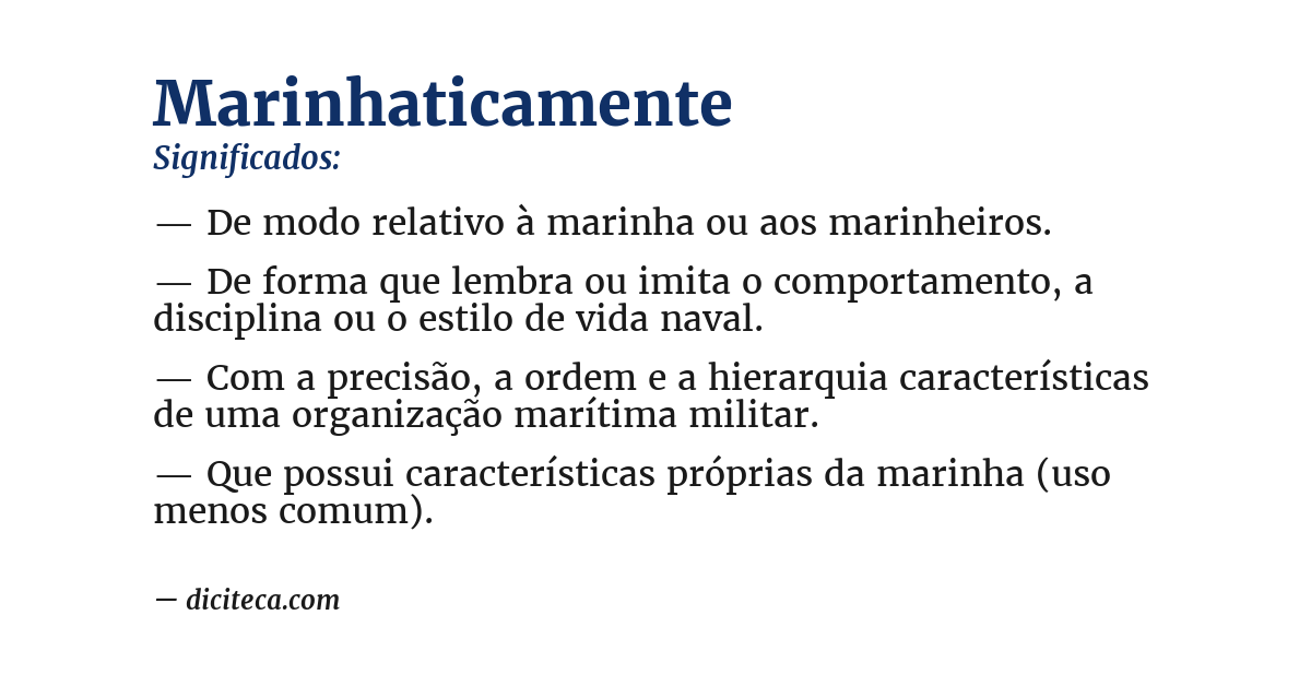 Significado de marinhaticamente