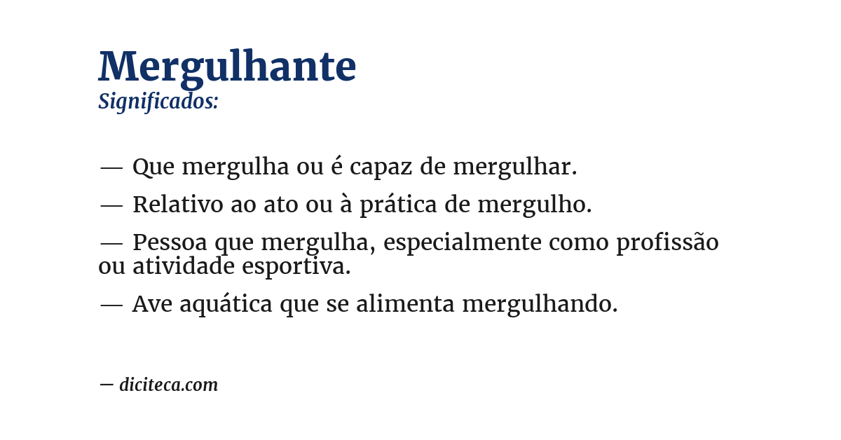 Significado de mergulhante