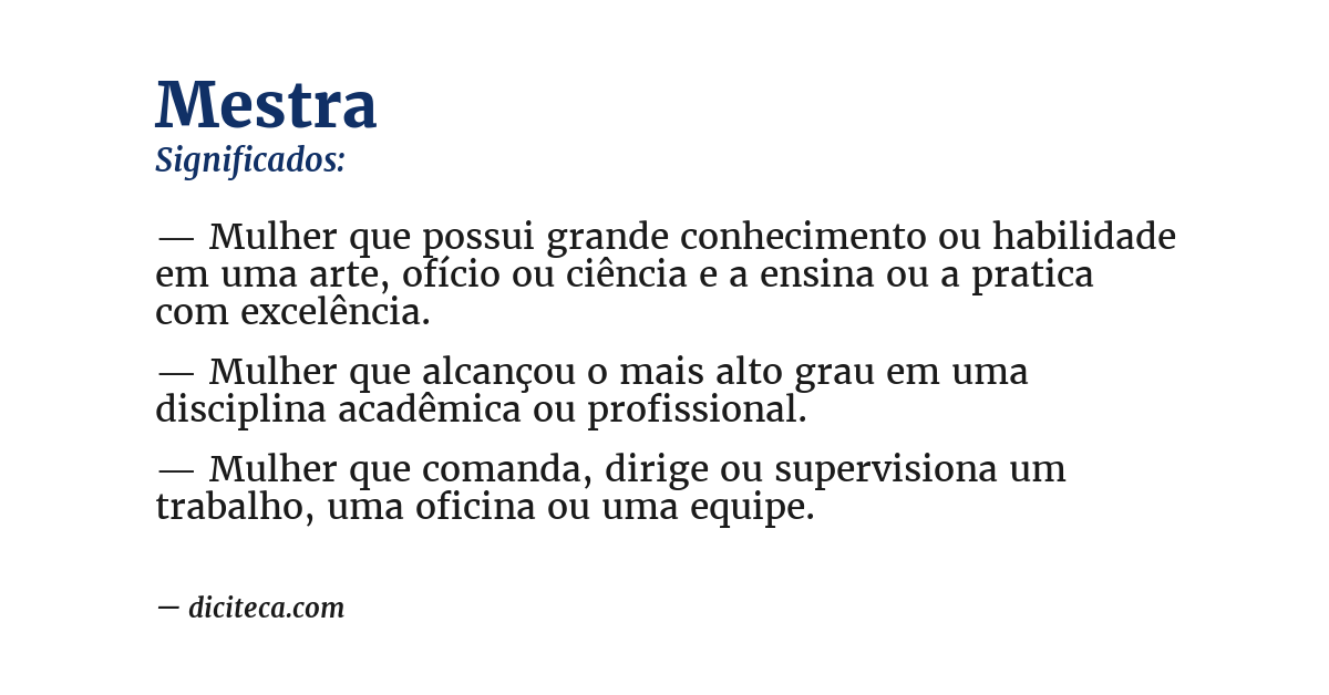 Significado de mestra