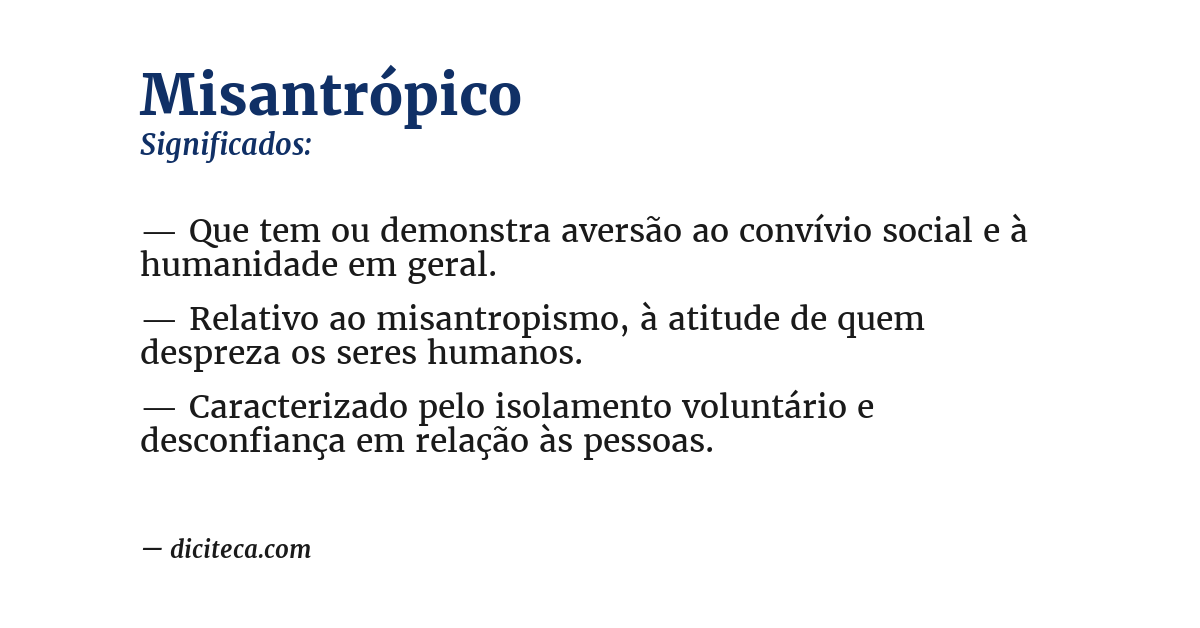 Significado de misantrópico