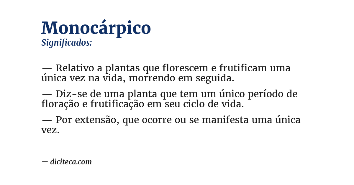 Significado de monocárpico