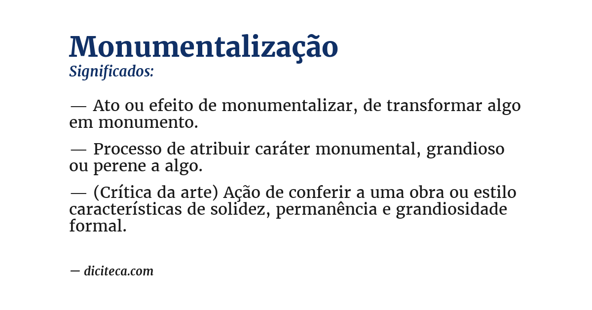 Significado de monumentalização