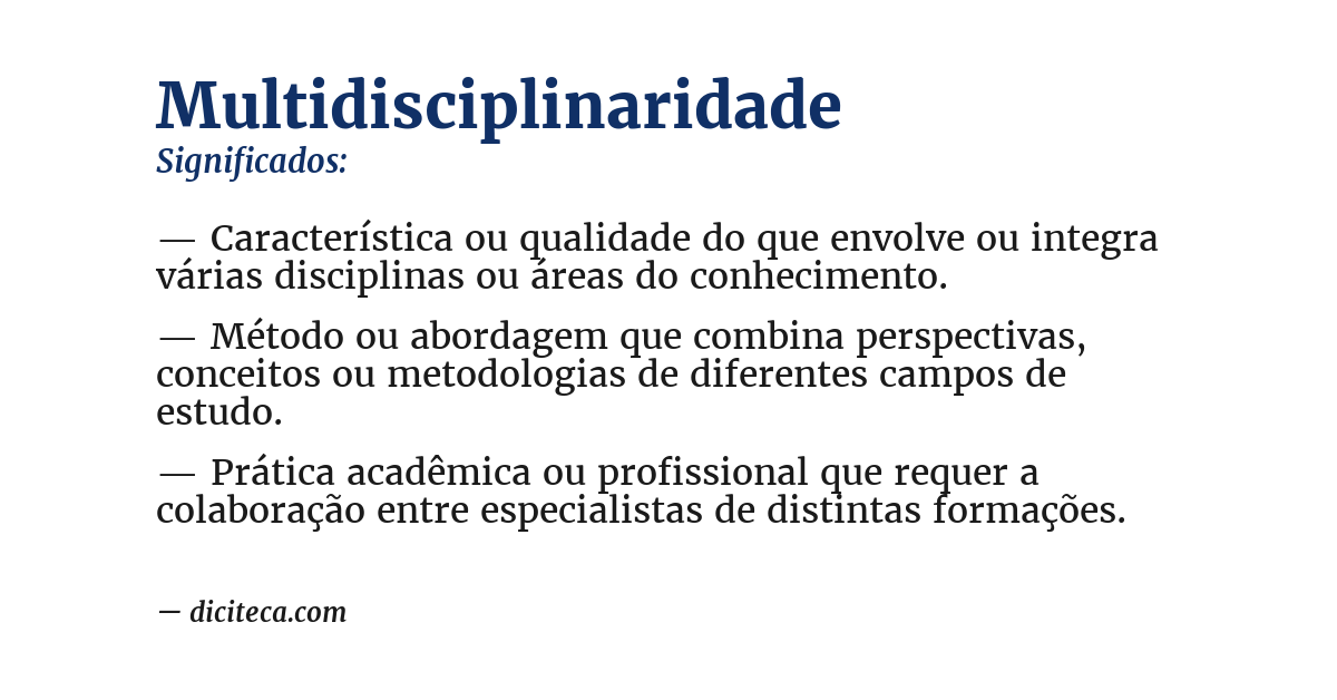 Significado de multidisciplinaridade