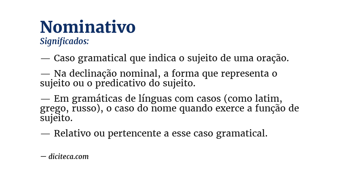 Significado de nominativo