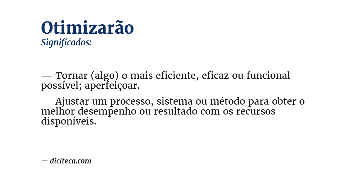 Significado de otimizarão