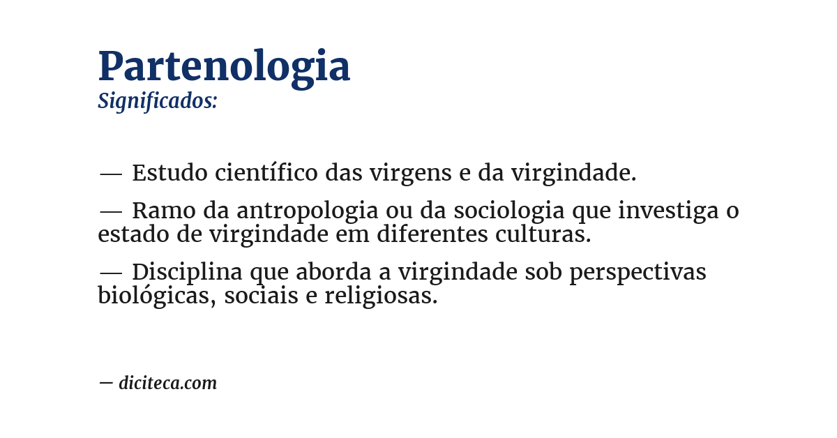 Significado de partenologia