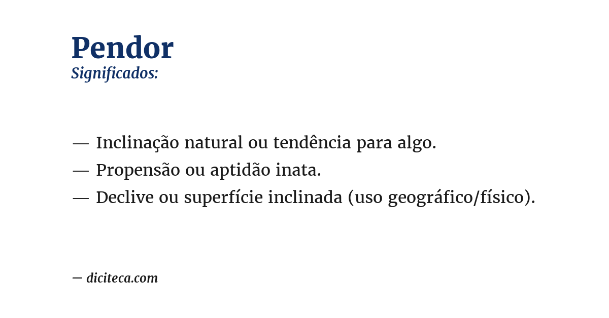 Significado de pendor