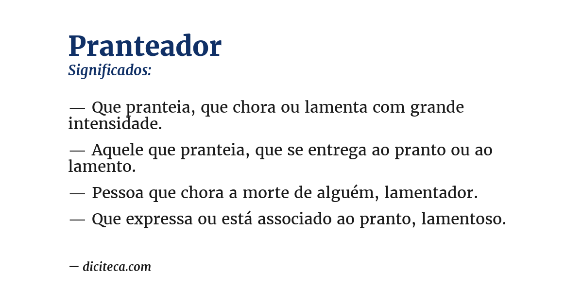 Significado de pranteador