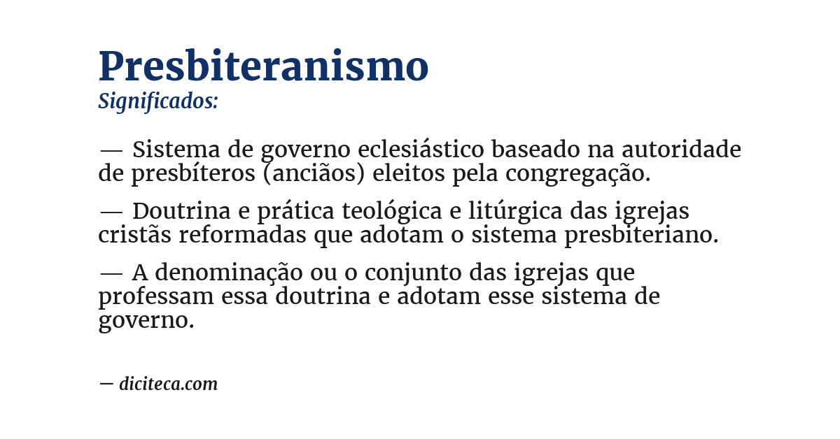 Significado de presbiteranismo