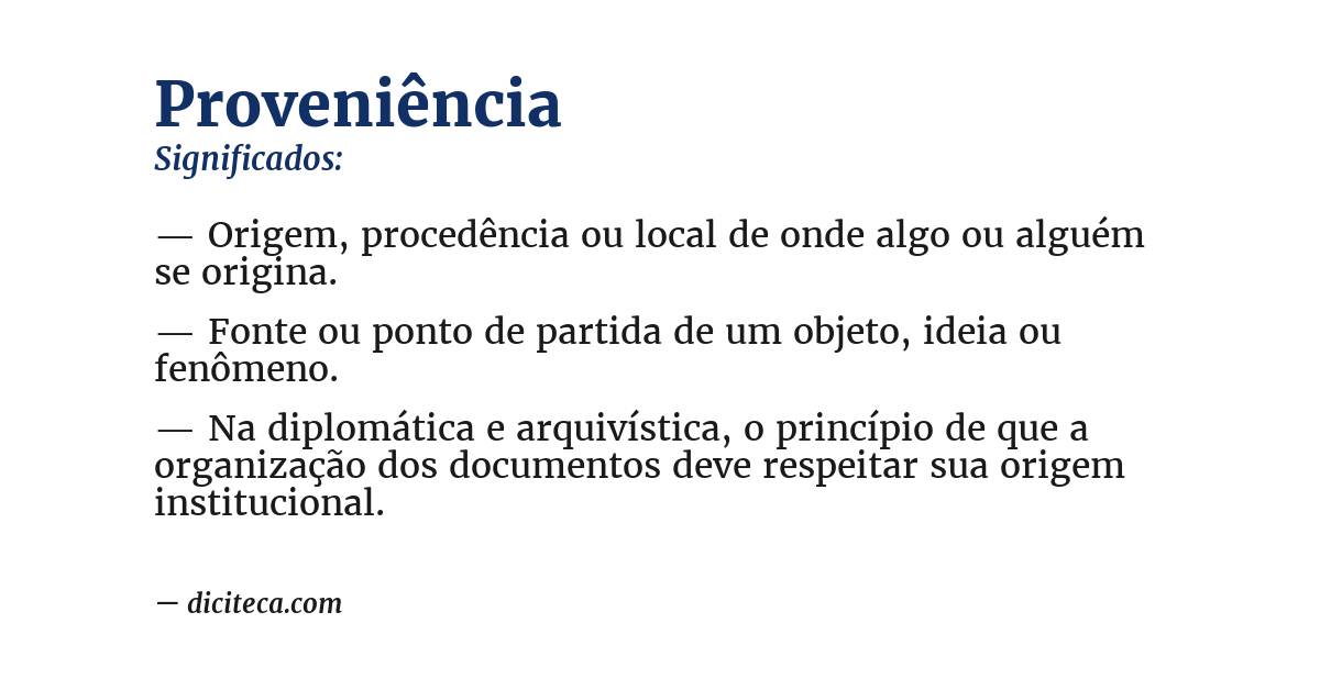 Significado de proveniência