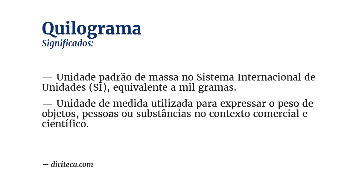 Significado de quilograma