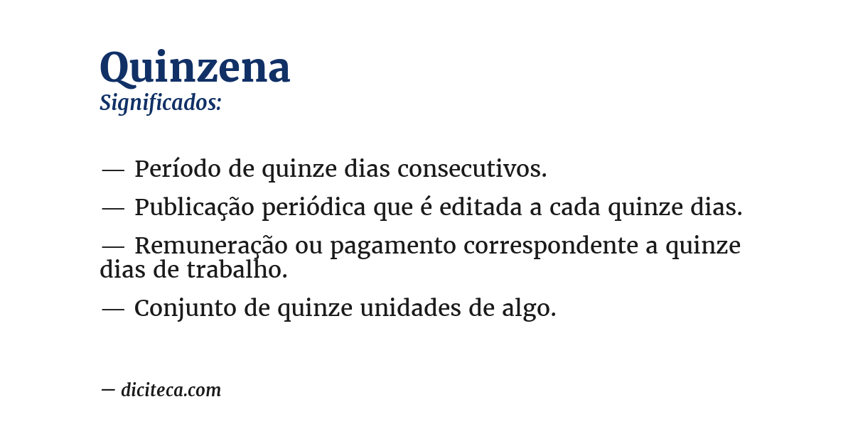 Significado de quinzena