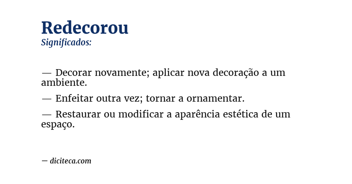 Significado de redecorou
