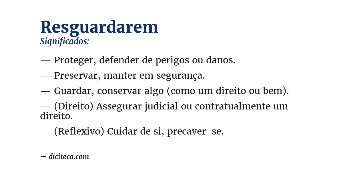 Significado de resguardarem